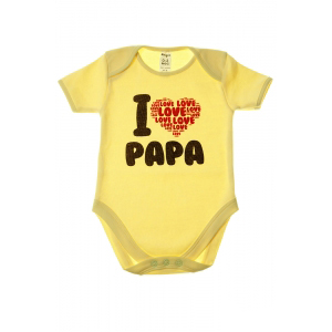  Боди детское "I love Papa", желт  короткий рукав 